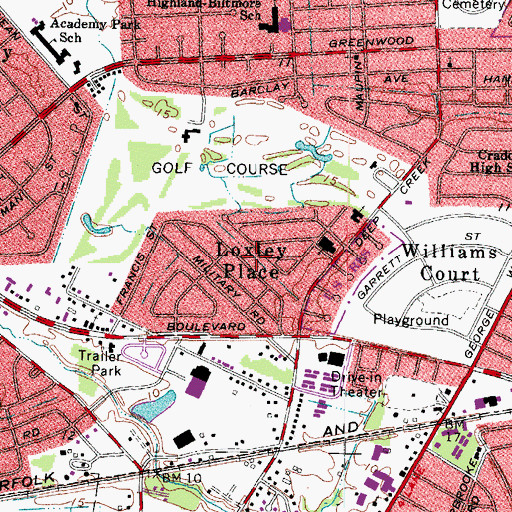 Topographic Map of Loxley Place, VA