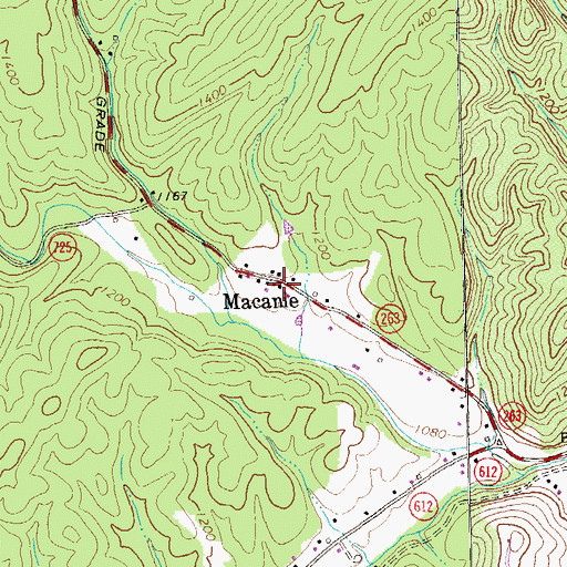 Topographic Map of Macanie, VA