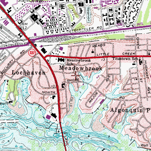 Topographic Map of Meadowbrook, VA