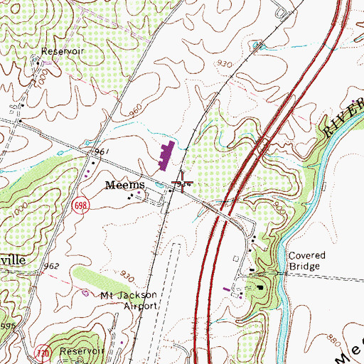 Topographic Map of Meems, VA