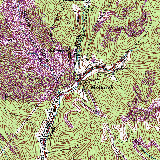 Topographic Map of Monarch, VA