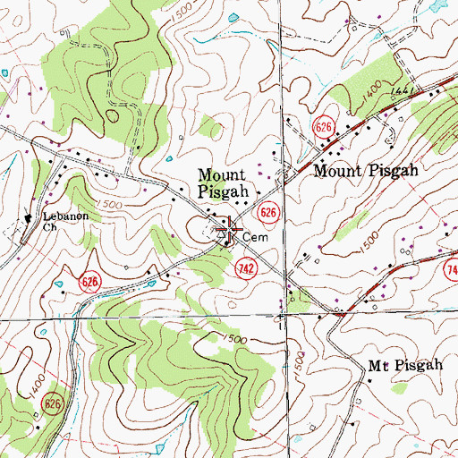 Topographic Map of Mount Pisgah, VA