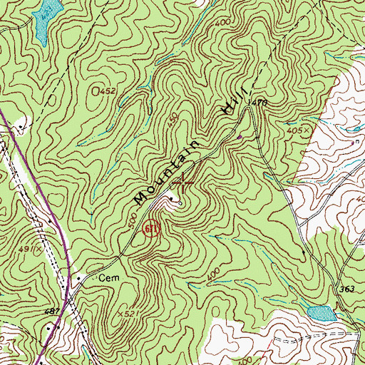 Topographic Map of Mountain Hill, VA