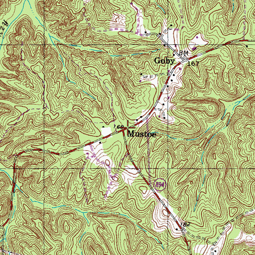 Topographic Map of Mustoe, VA