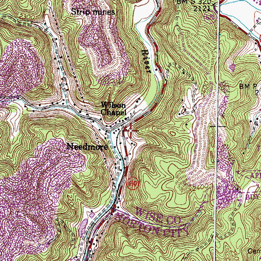 Topographic Map of Needmore, VA