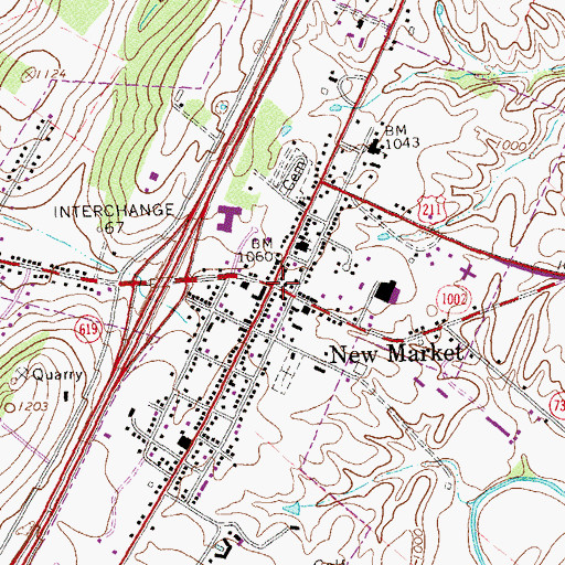 Topographic Map of New Market, VA