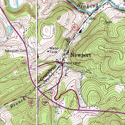 Topographic Map of Newport, VA