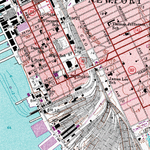Topographic Map of Newport News, VA