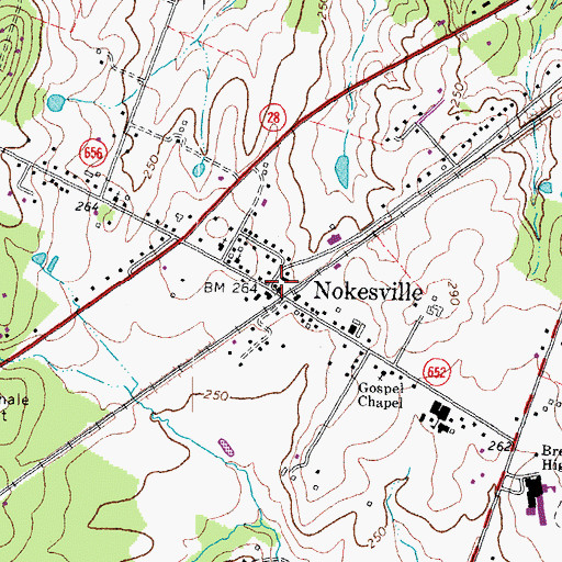 Topographic Map of Nokesville, VA