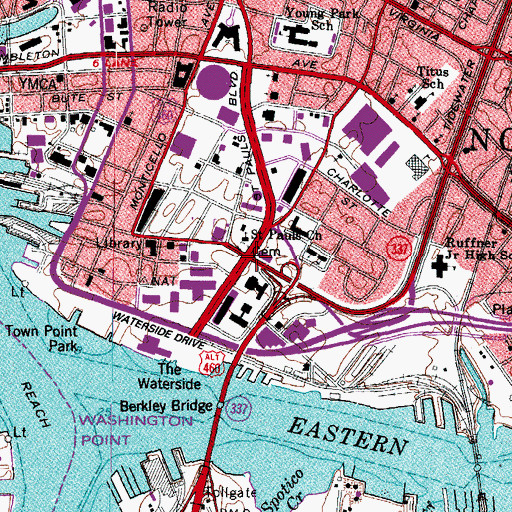 Topographic Map of Norfolk, VA