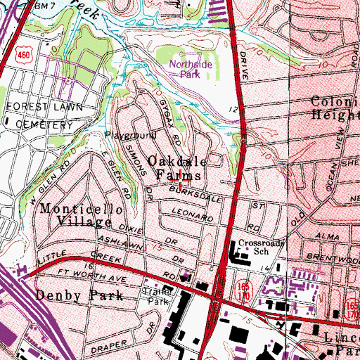 Topographic Map of Oakdale Farms, VA