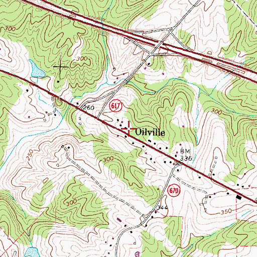 Topographic Map of Oilville, VA