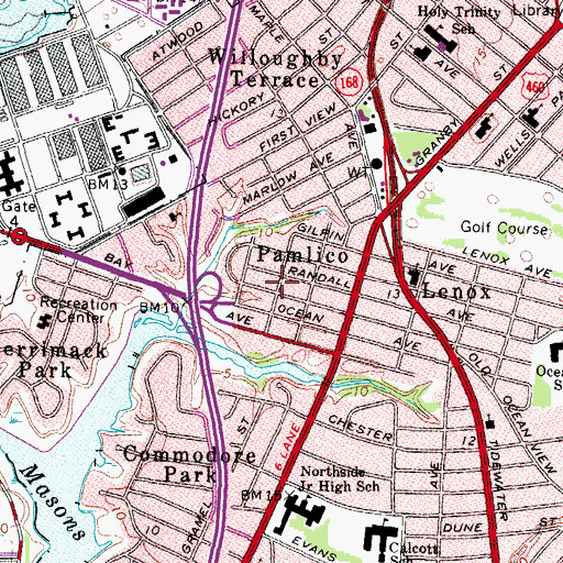Topographic Map of Pamlico, VA