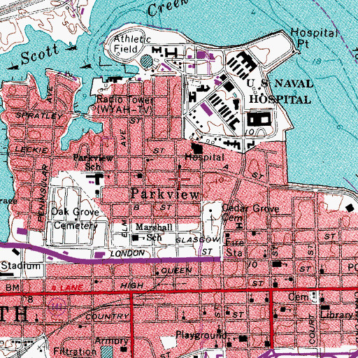 Topographic Map of Parkview, VA