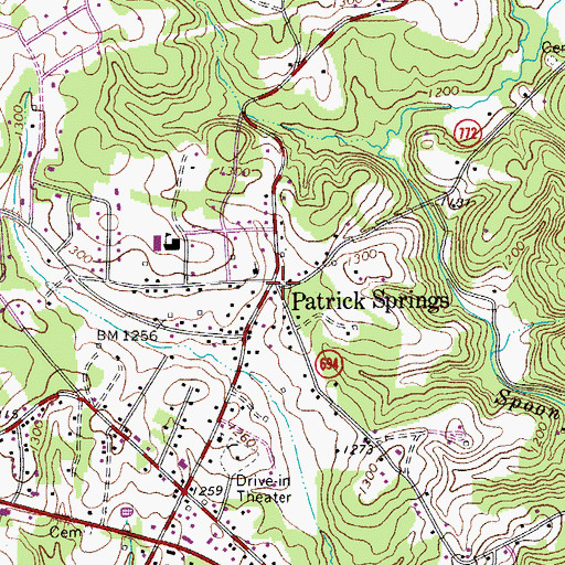 Topographic Map of Patrick Springs, VA