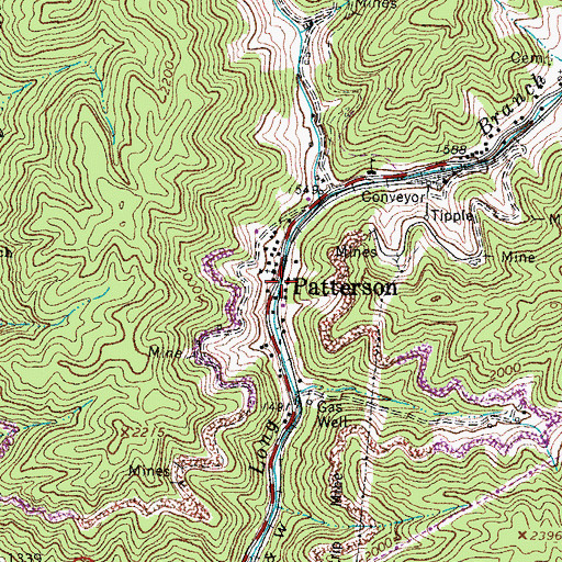 Topographic Map of Patterson, VA