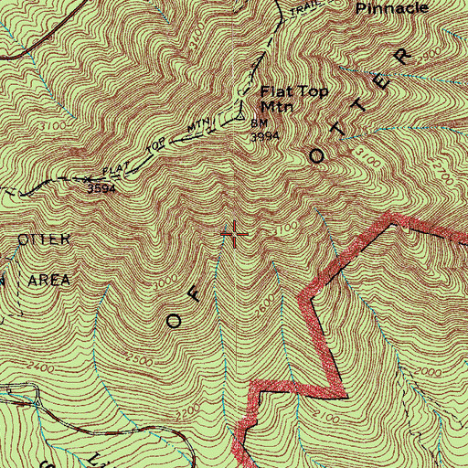 Topographic Map of Peaks of Otter, VA