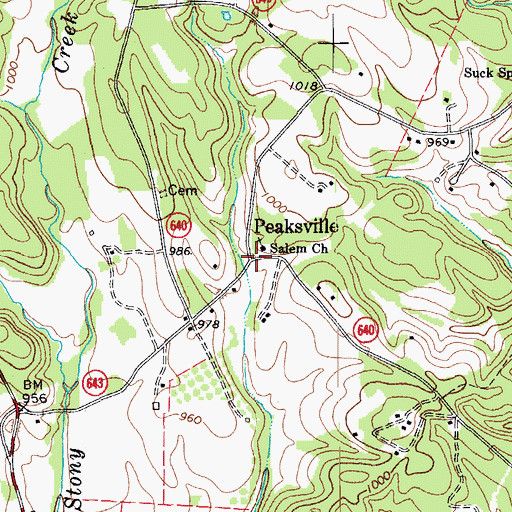 Topographic Map of Peaksville, VA