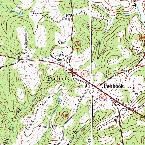 Topographic Map of Penhook, VA