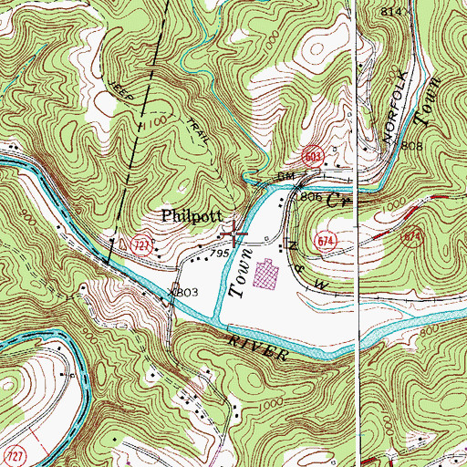 Topographic Map of Philpott, VA