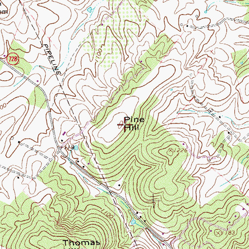 Topographic Map of Pine Hill, VA