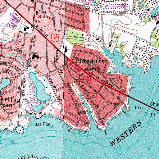 Topographic Map of Pinehurst, VA