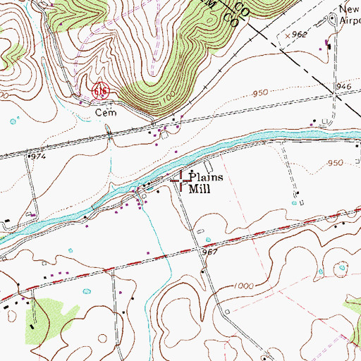 Topographic Map of Plains Mill, VA