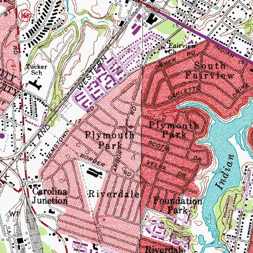 Topographic Map of Plymouth Park, VA