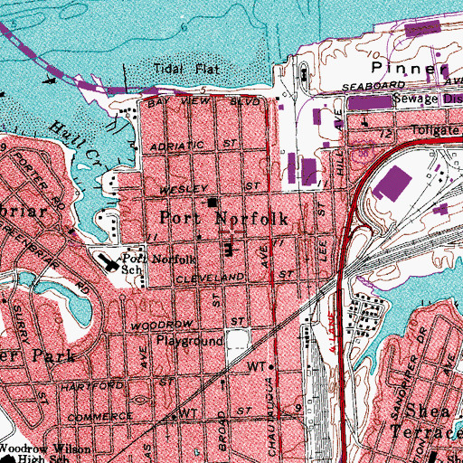 Topographic Map of Port Norfolk, VA