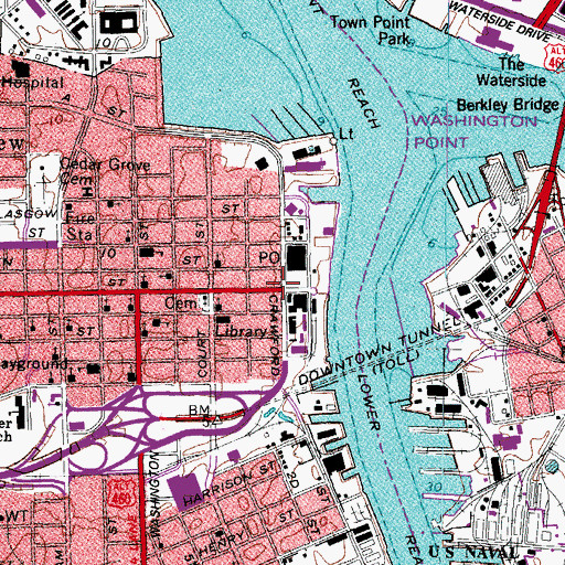 Topographic Map of Portsmouth, VA