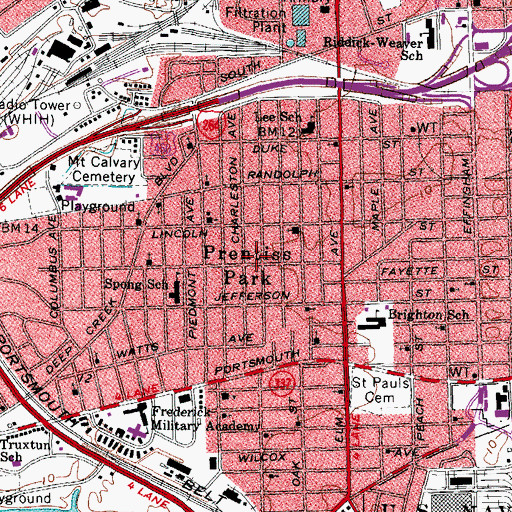 Topographic Map of Prentiss Park, VA