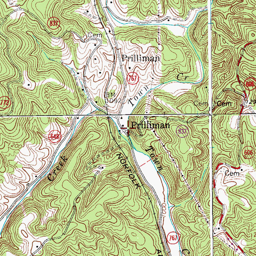 Topographic Map of Prilliman, VA