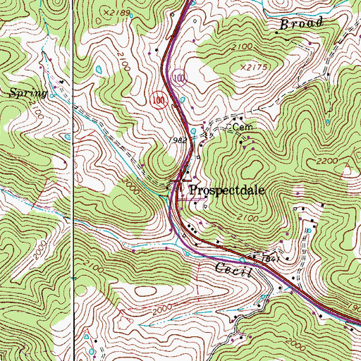 Topographic Map of Prospectdale, VA