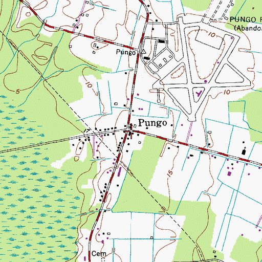 Topographic Map of Pungo, VA