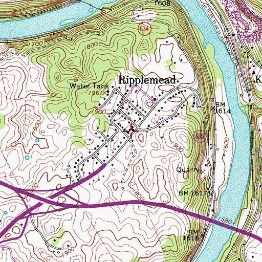 Topographic Map of Ripplemead, VA