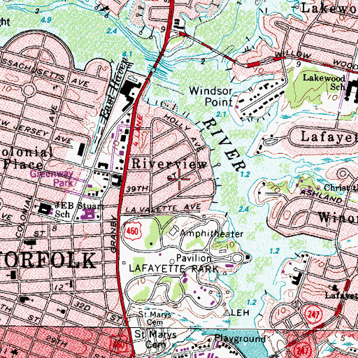 Topographic Map of Riverview, VA