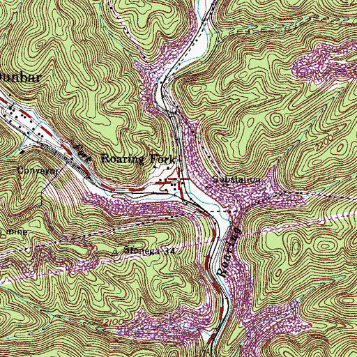 Topographic Map of Roaring Fork, VA