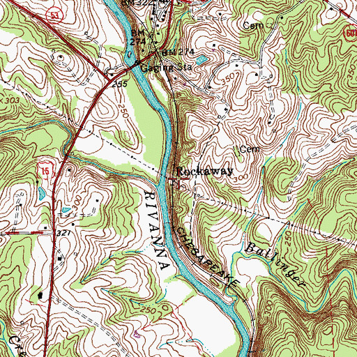 Topographic Map of Rockaway, VA