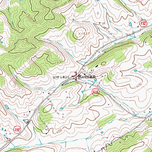 Topographic Map of Roman, VA