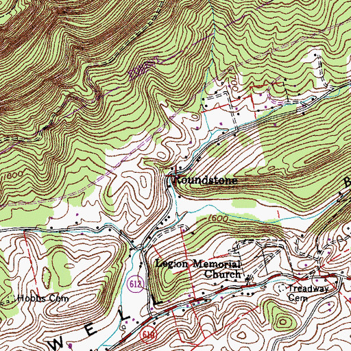 Topographic Map of Roundstone, VA