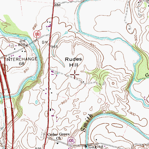 Topographic Map of Rudes Hill, VA