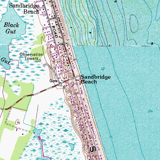 Topographic Map of Sandbridge Beach, VA