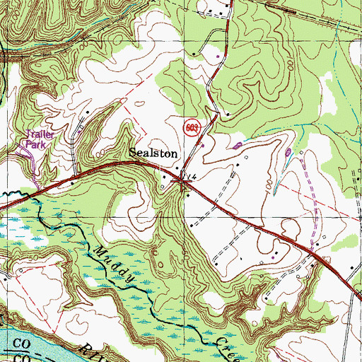 Topographic Map of Sealston, VA