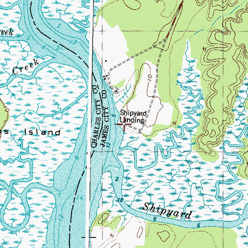 Topographic Map of Shipyard Landing, VA