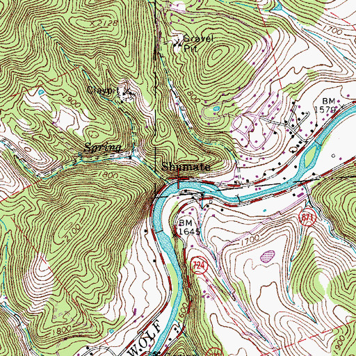 Topographic Map of Shumate, VA