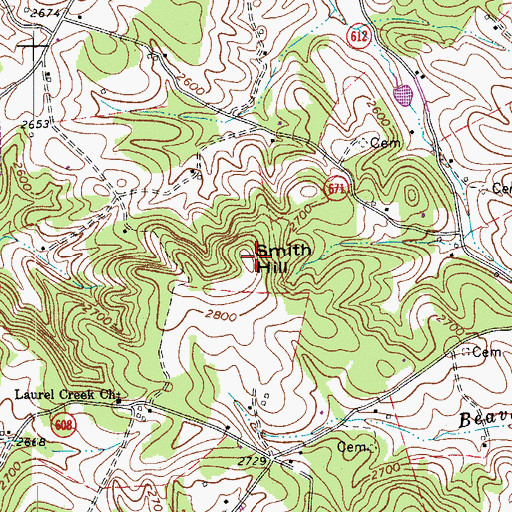 Topographic Map of Smith Hill, VA