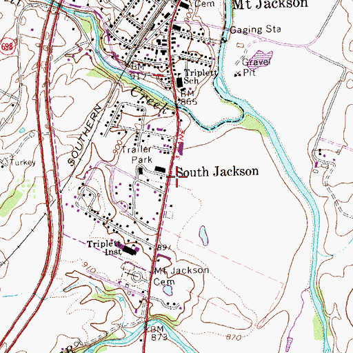 Topographic Map of South Jackson, VA