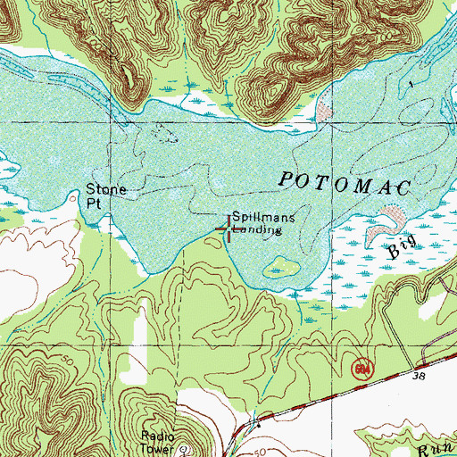 Topographic Map of Spillmans Landing, VA