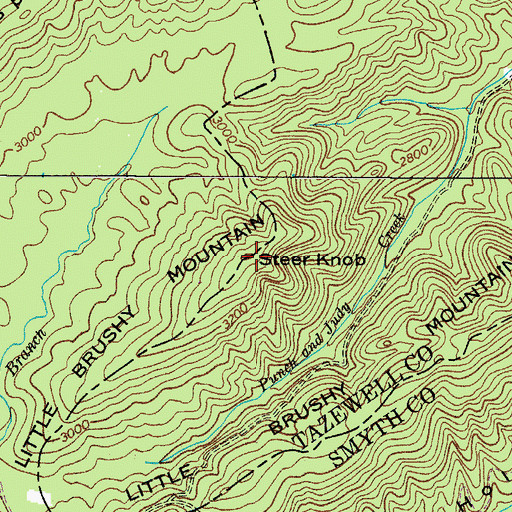 Topographic Map of Steer Knob, VA