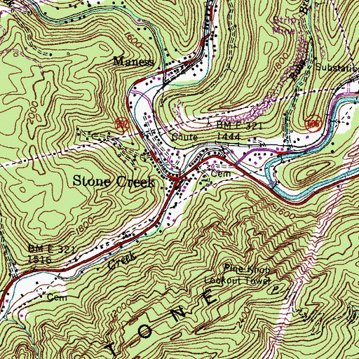 Topographic Map of Stone Creek, VA